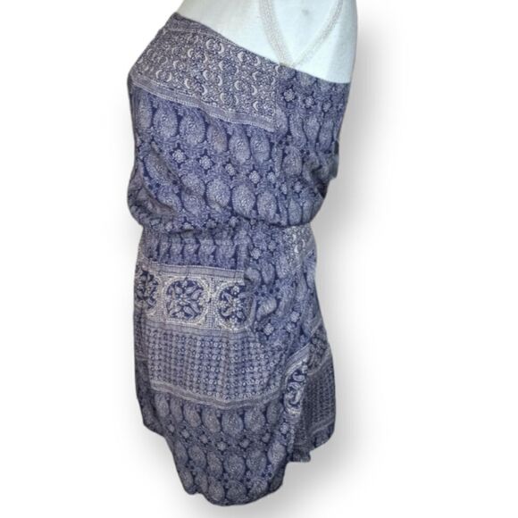 TRIXXI BLUE & CREAM STRAPLESS ROMPER SZ.L EUC - Picture 5 of 8